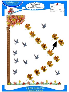 Çocuklar İçin sayı Çalışma Sayfaları 